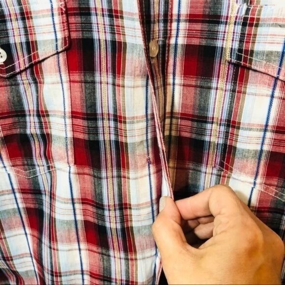 Roper Men's Button Down Shirt Plaid Western Red Blue Size Large - Picture 3 of 8